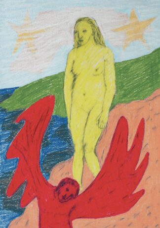 Yellow Nude on the Rocks