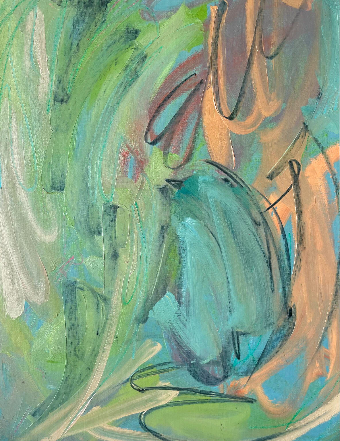 Marks in Blue, Green, and Pink