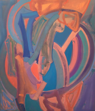 Rounded Forms and Curved Lines in Blue and Orange