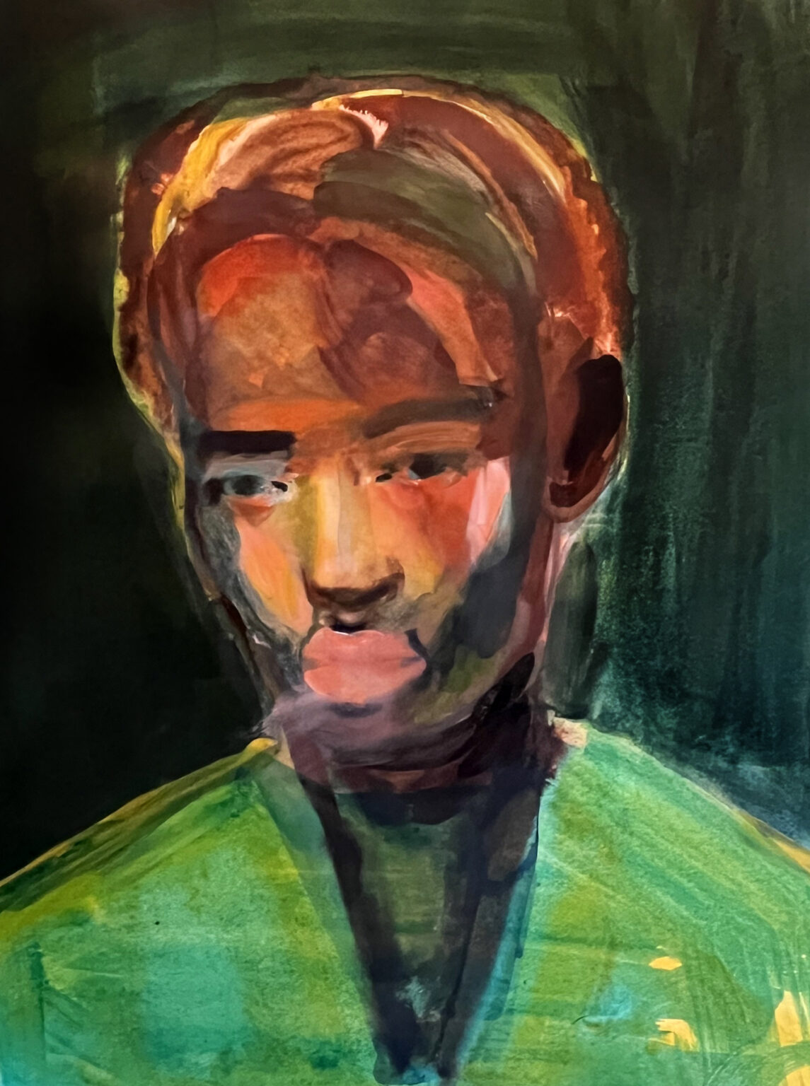 Man in green jumper, 2024