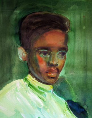 Sepia and green face study, 2024